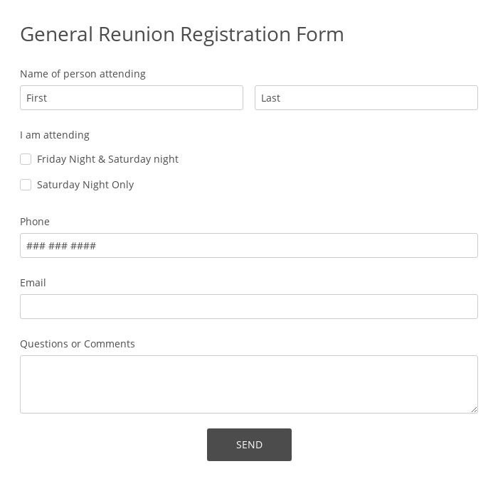 General Reunion Registration Form