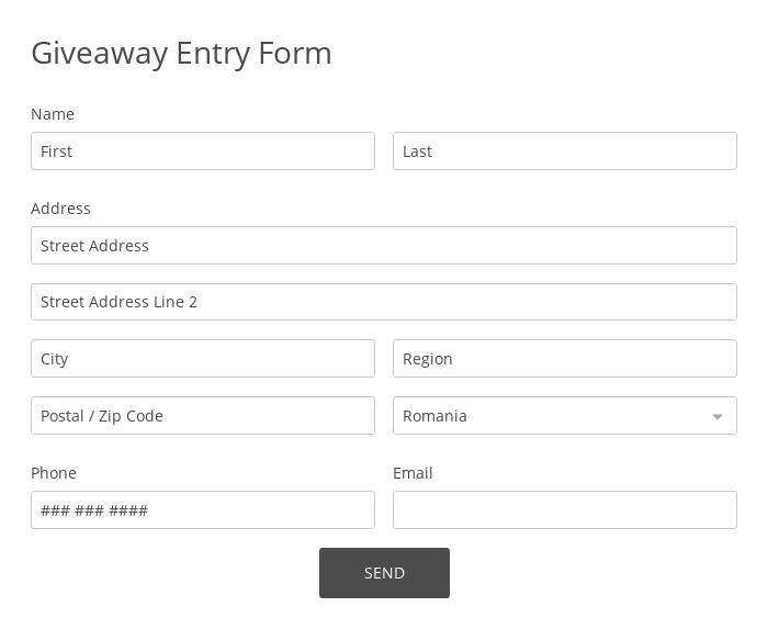 Giveaway Entry Form