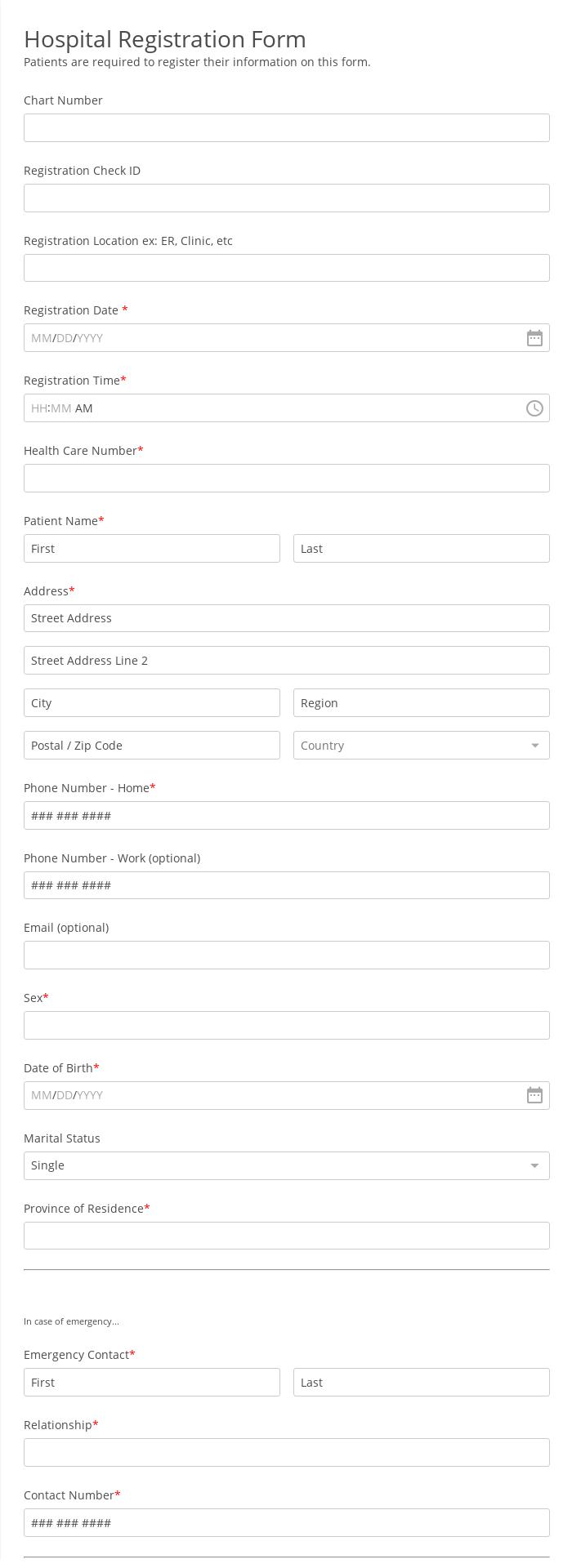 Hospital Registration Form