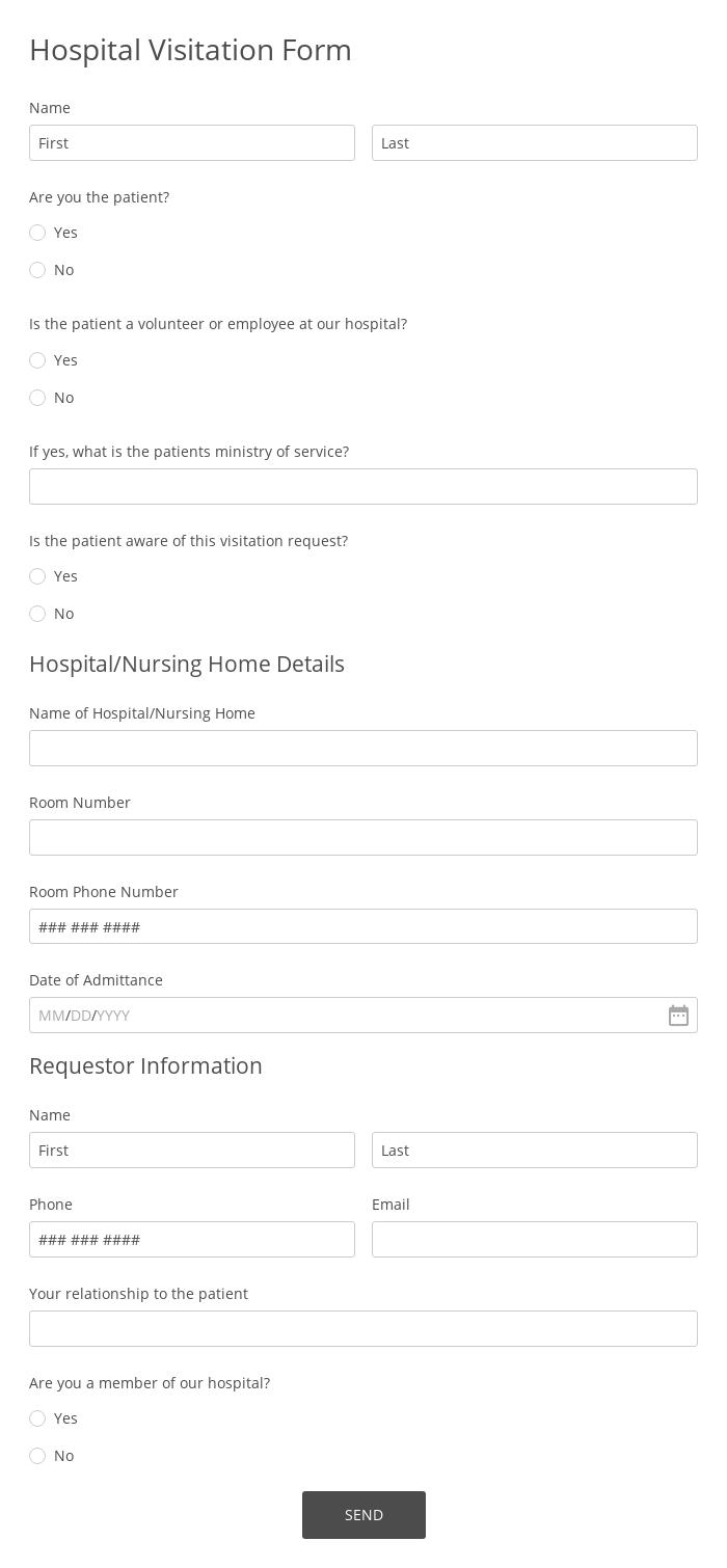 Hospital Visitation Form