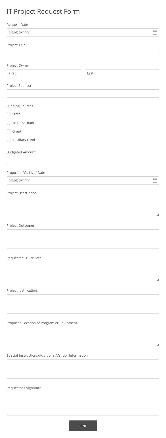 IT Project Request Form