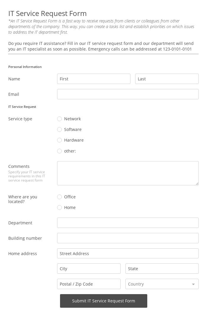 IT Service Request Form