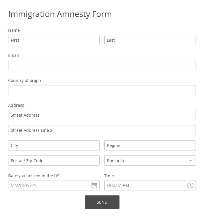 Immigration Amnesty Form