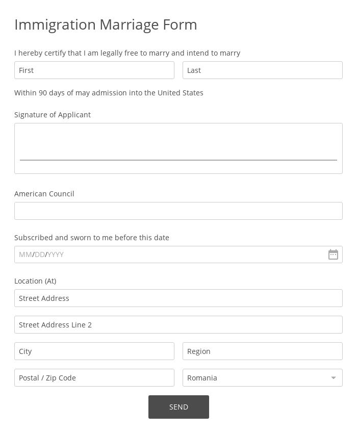 Immigration Marriage Form