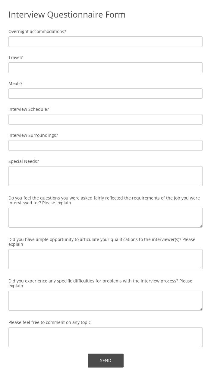 Interview Questionnaire Form