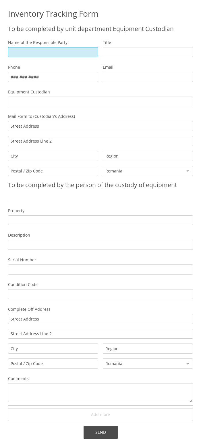 Inventory Tracking Form