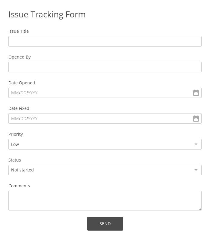Issue Tracking Form
