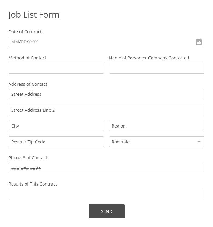 Job List Form