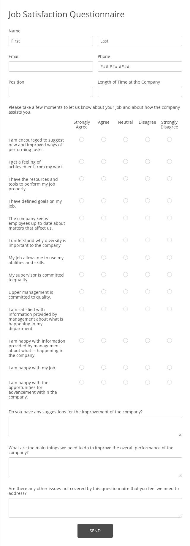 Job Satisfaction Questionnaire