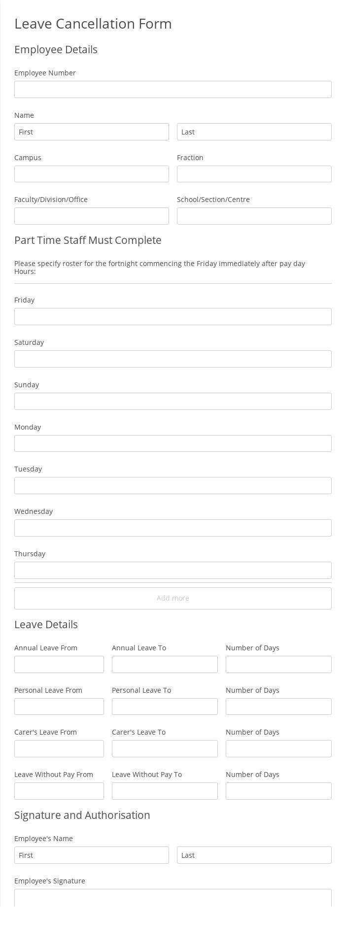 Leave Cancellation Form