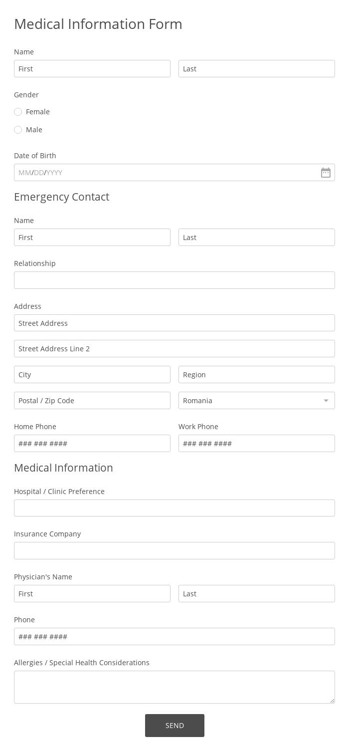 Medical Information Form