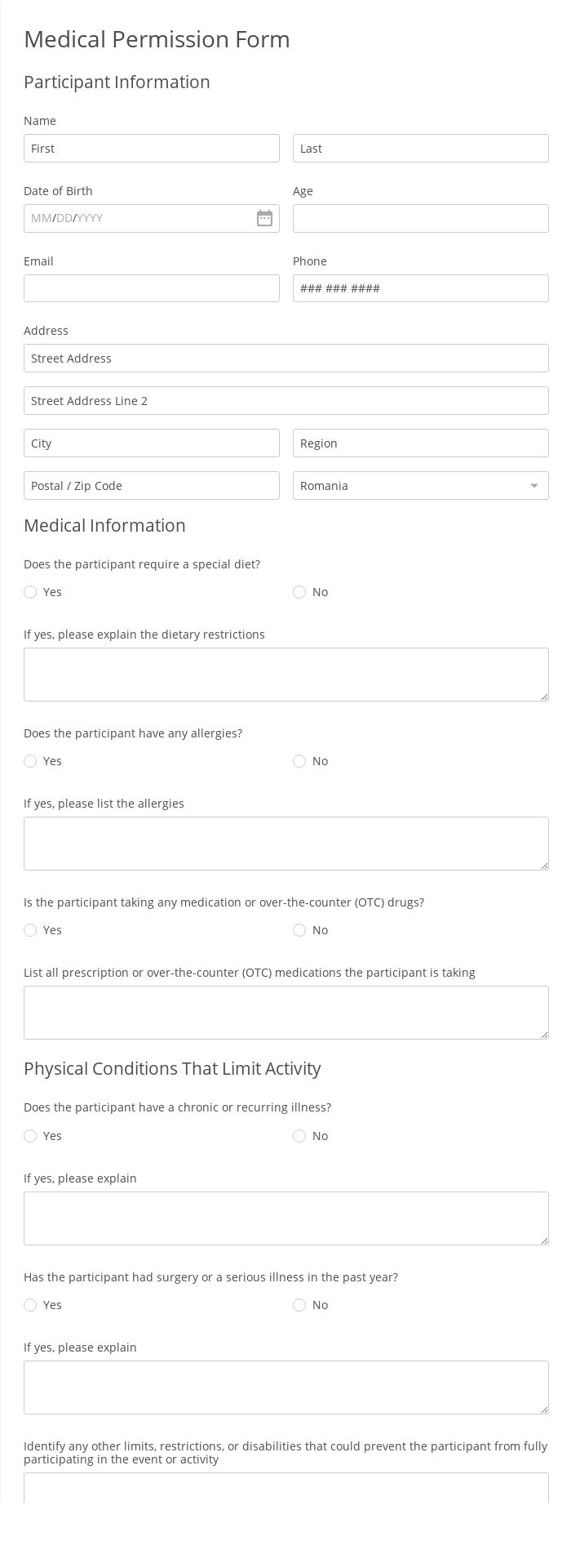Medical Permission Form