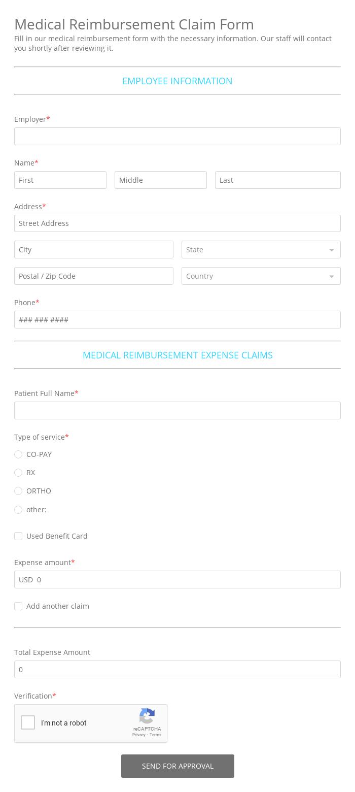 Medical Reimbursement Claim Form