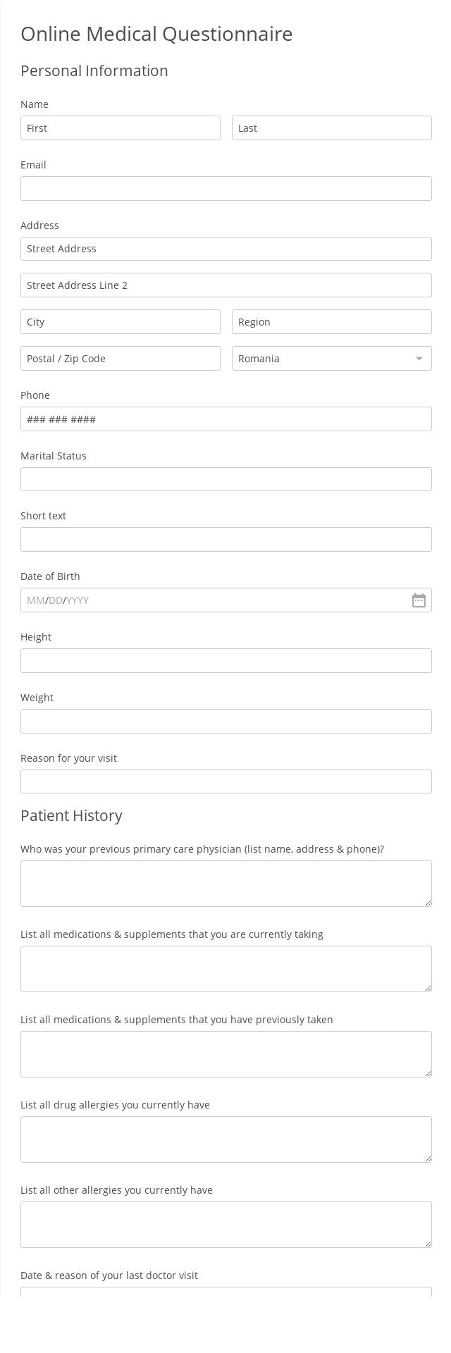 Online Medical Questionnaire