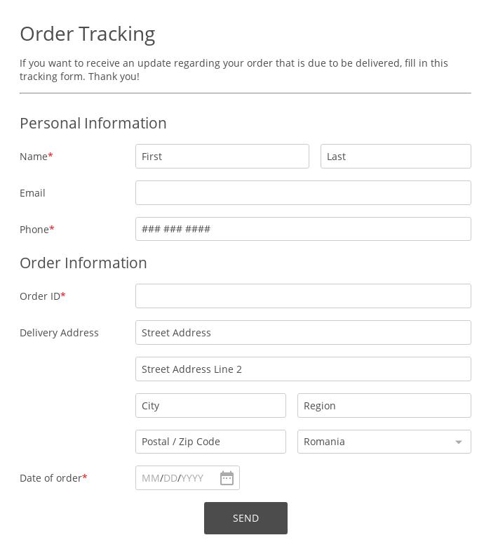 Order Tracking Form