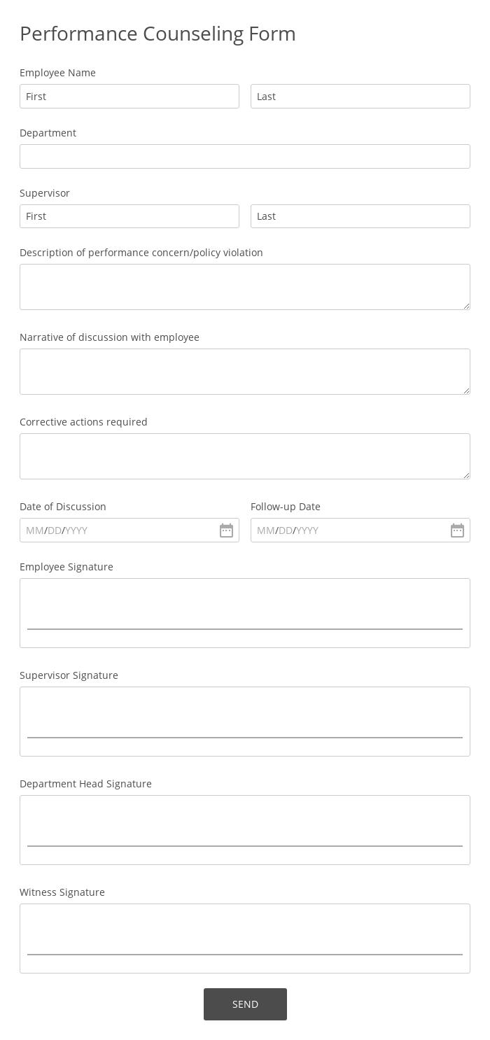 Performance Counseling Form