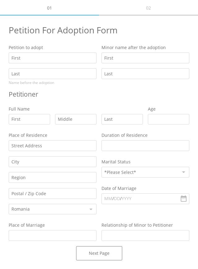 Petition For Adoption Form
