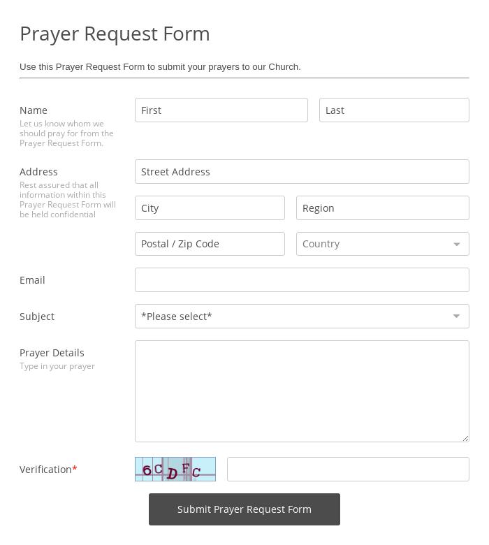 Prayer Request Form