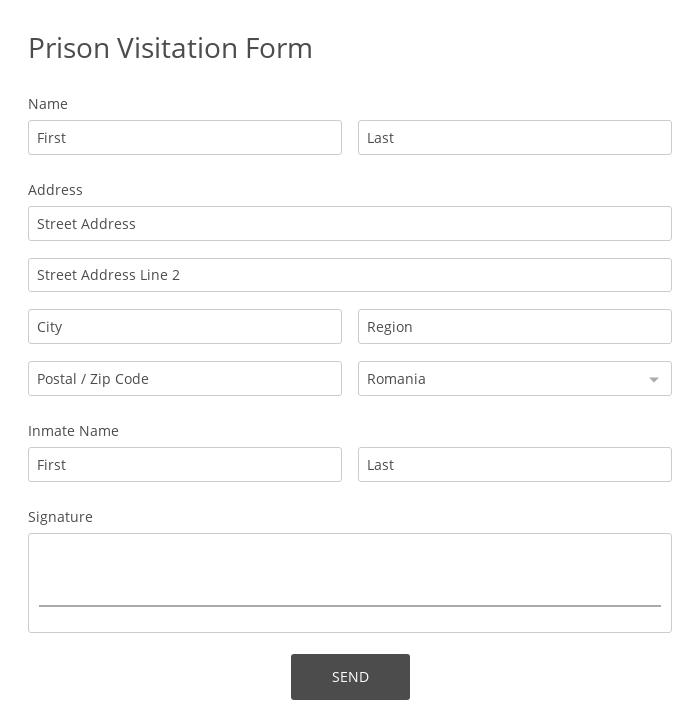 Prison Visitation Form