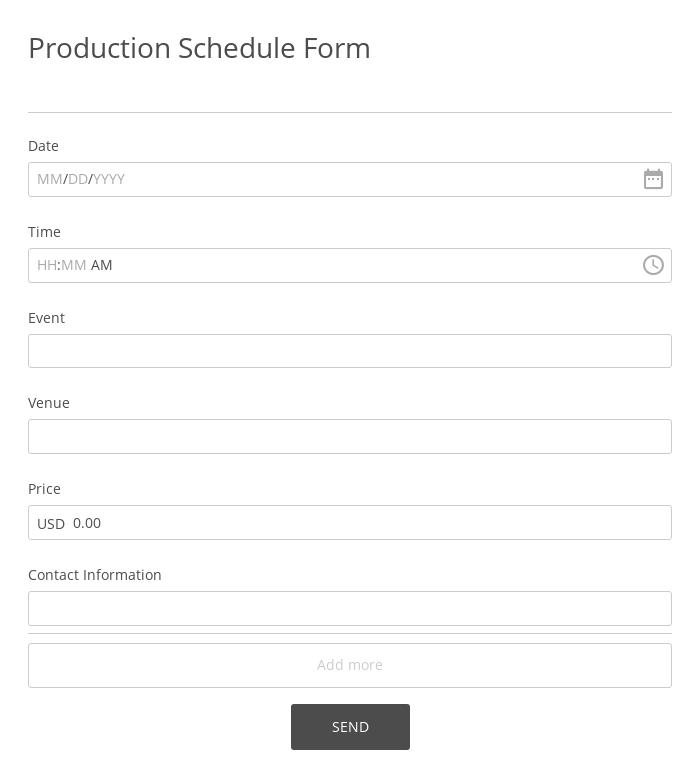 Production Schedule Form