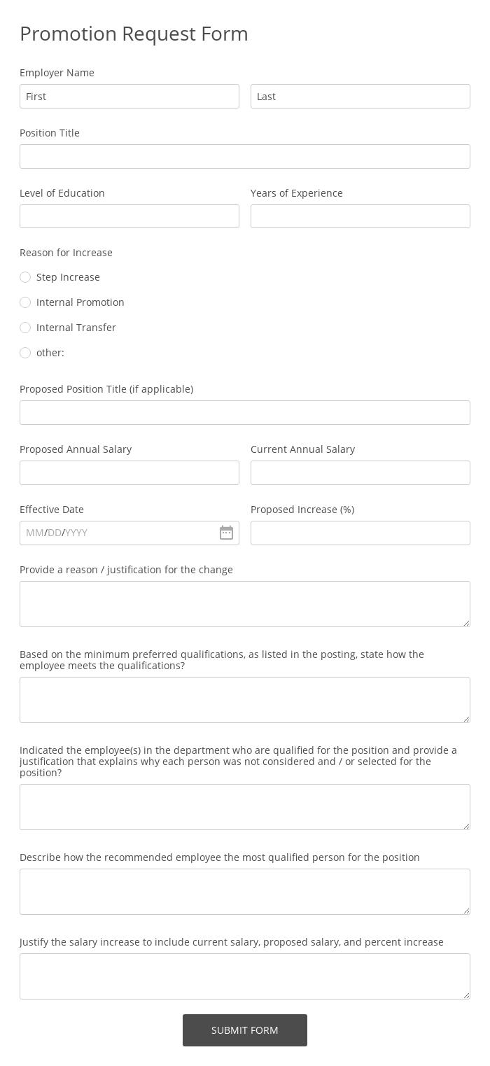 Promotion Request Form