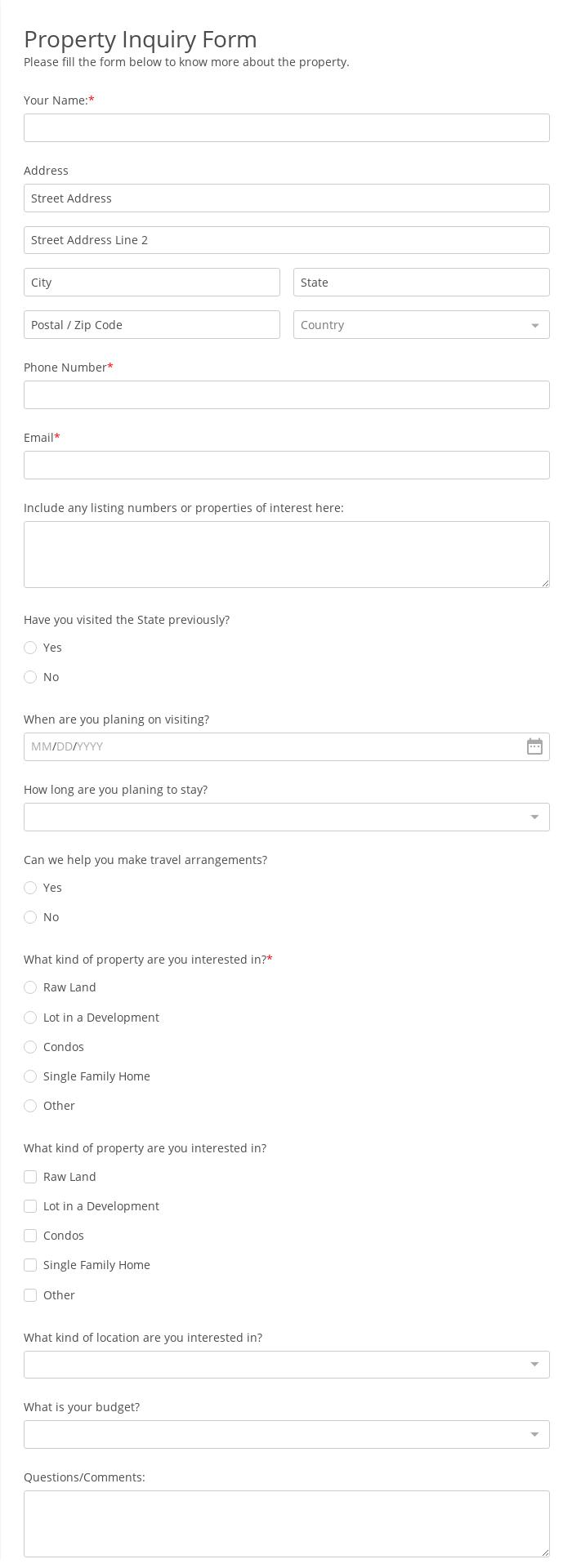 Property Inquiry Form