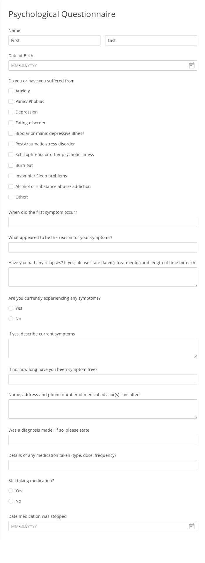 Psychological Questionnaire