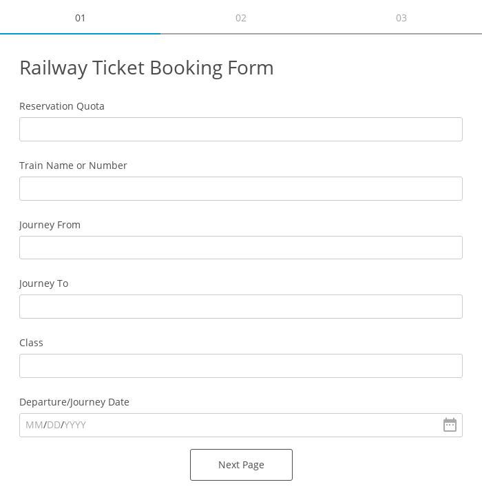 Railway Ticket Booking Form