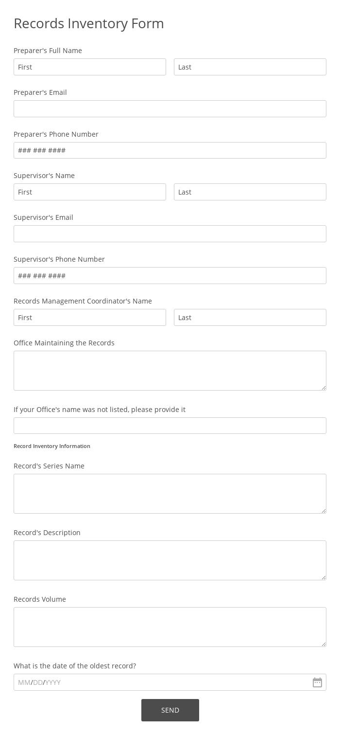 Records Inventory Form