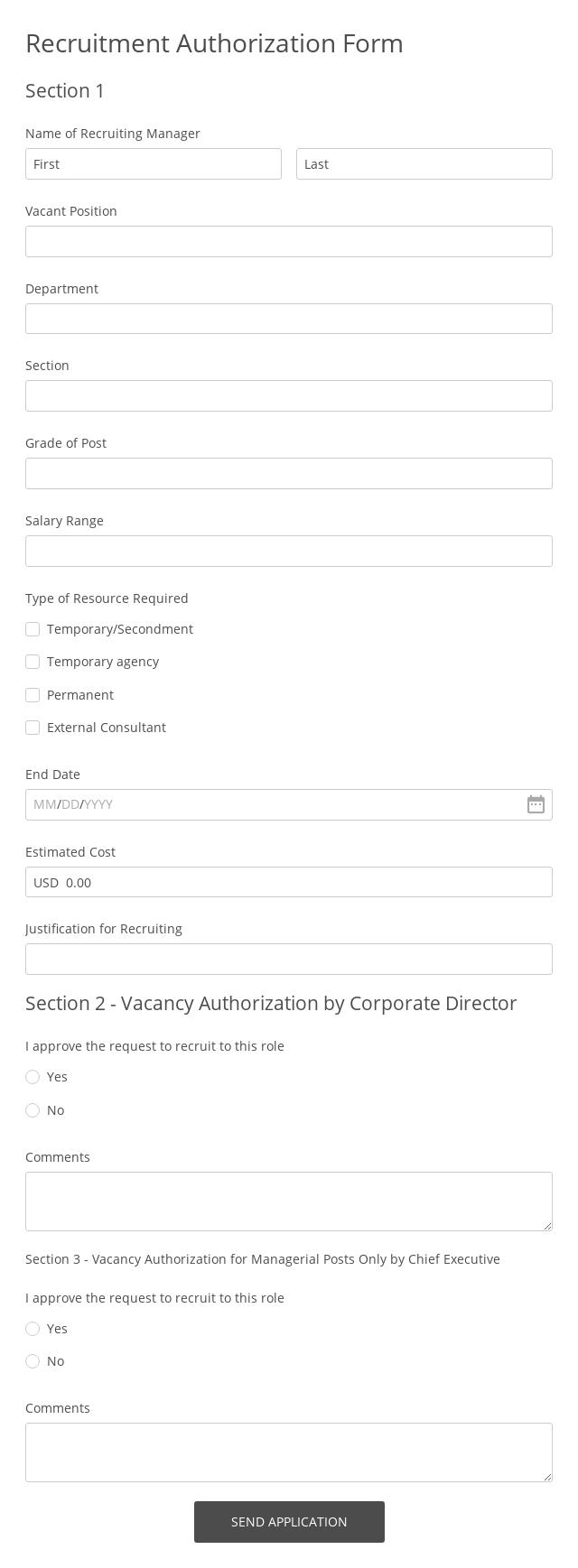 Recruitment Authorisation Form