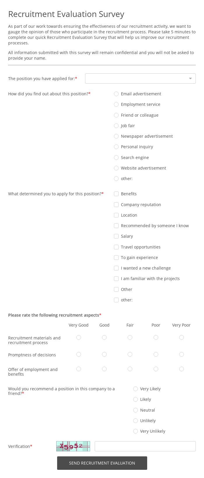 Recruitment Evaluation Survey