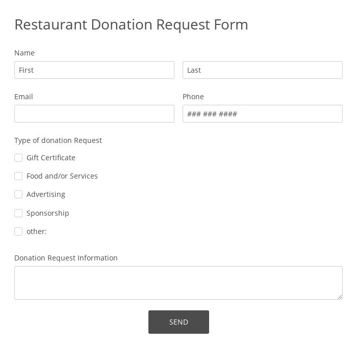 Restaurant Donation Request Form