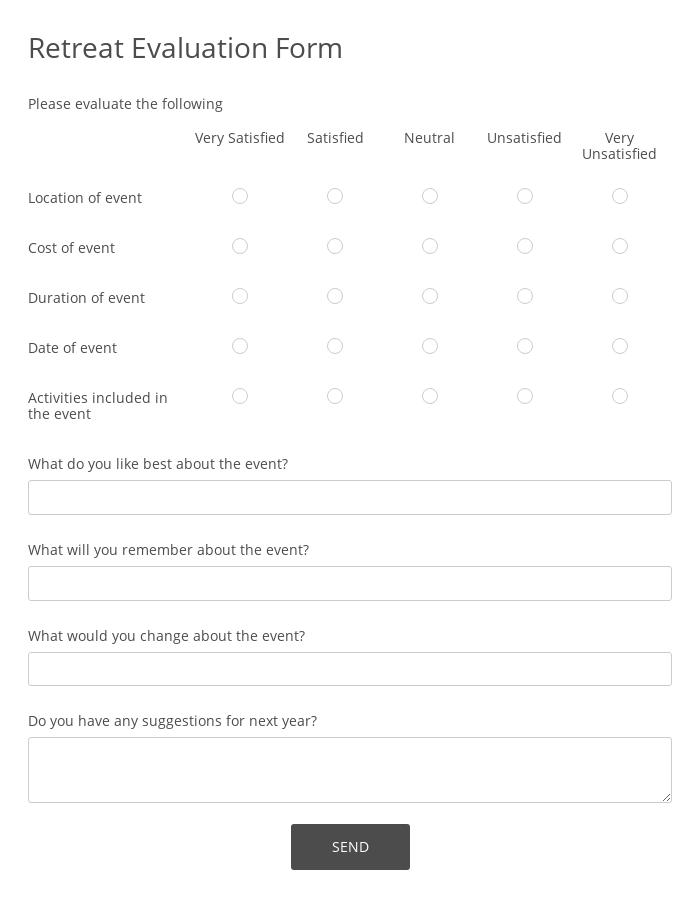 Retreat Evaluation Form