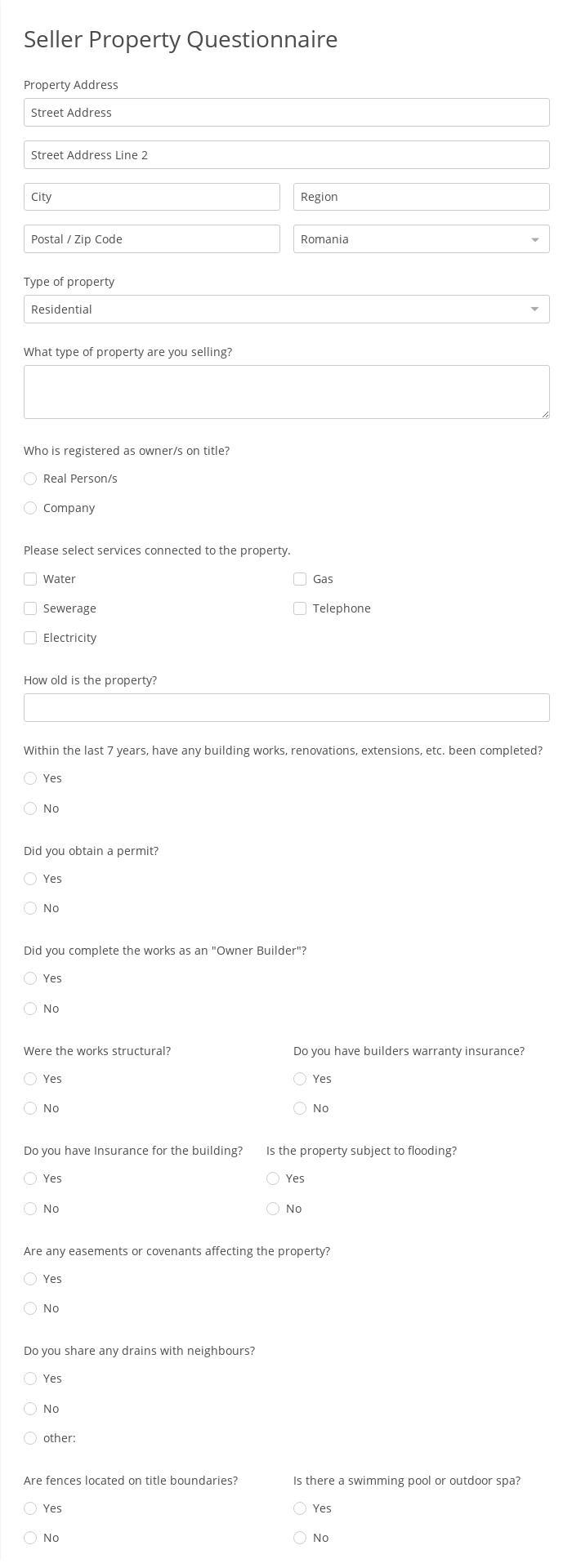 Seller Property Questionnaire