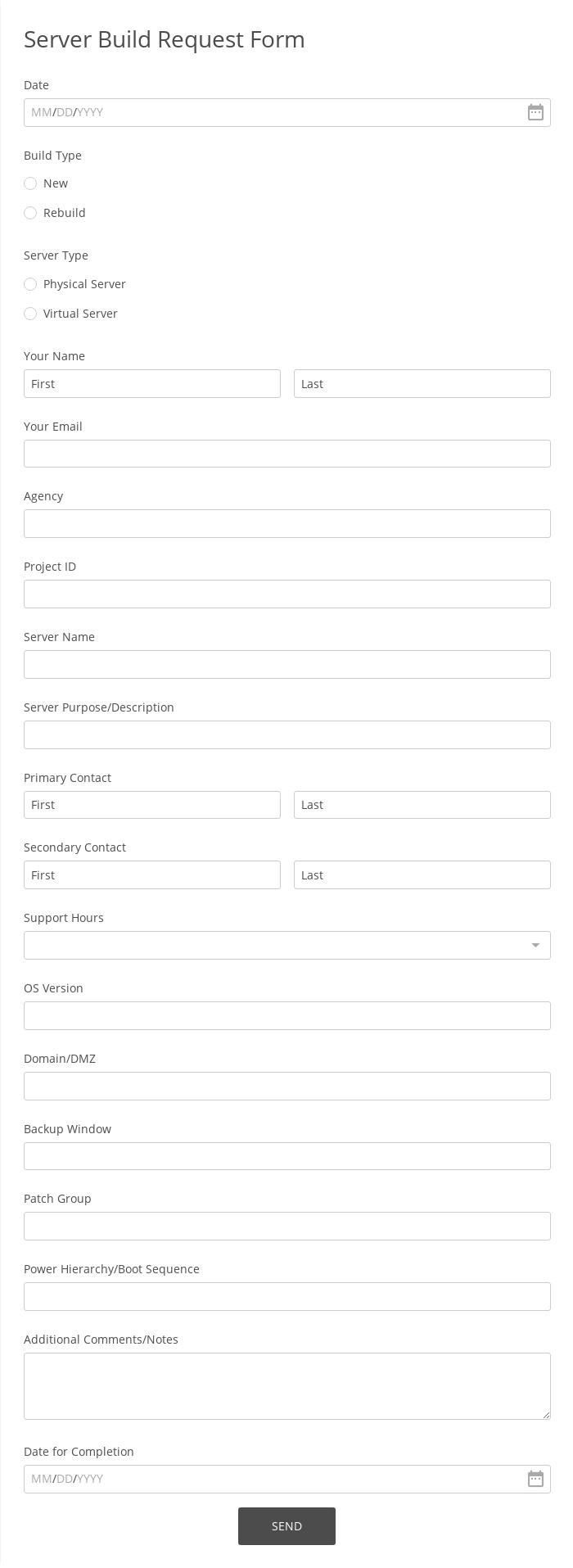 Server Build Request Form