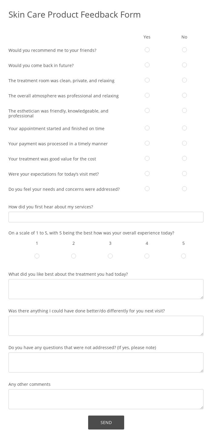 Skin Care Product Feedback Form