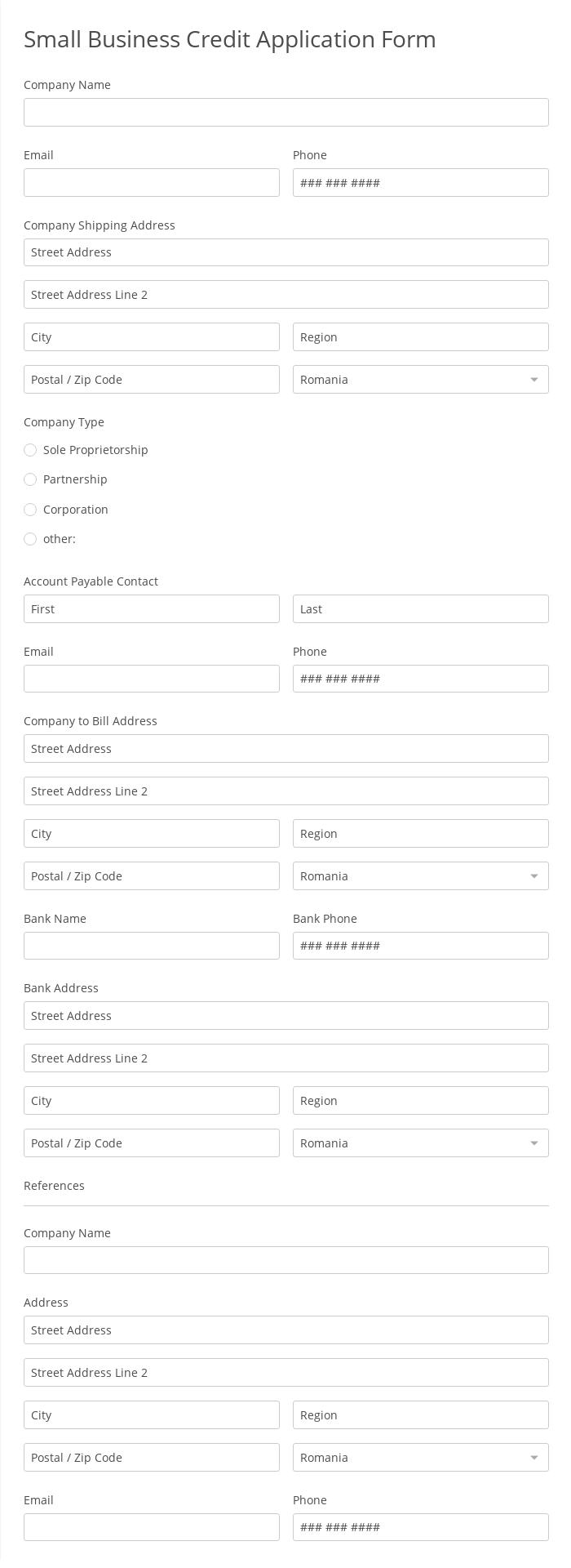 Small Business Credit Application Form