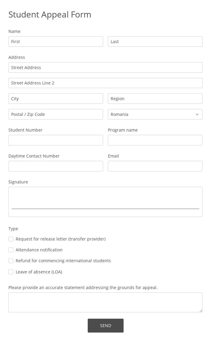 Student Appeal Form
