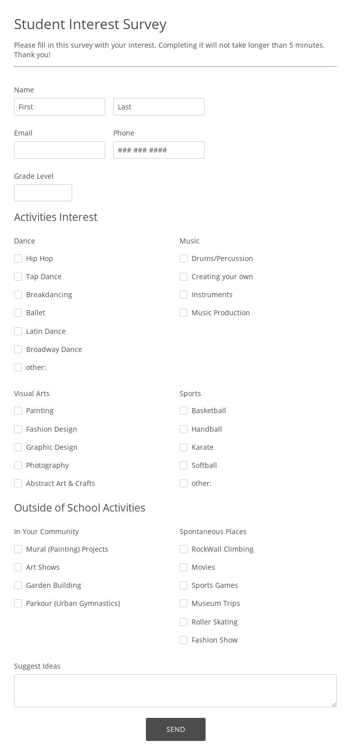 Student Interest Survey