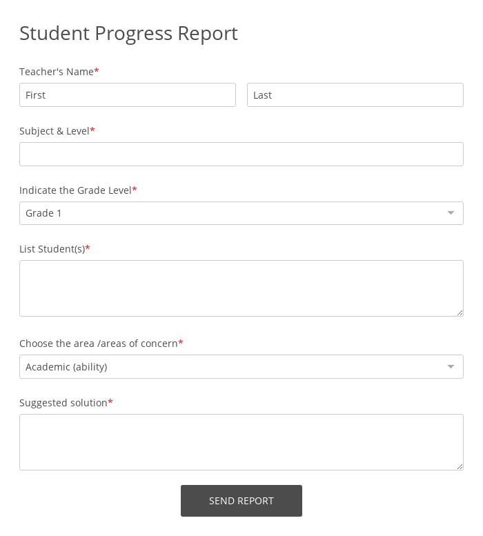 Student Progress Report Form