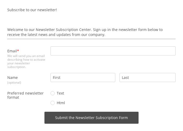Subscribe to Newsletter Form