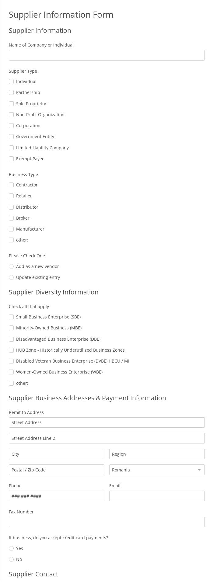 Supplier Information Form