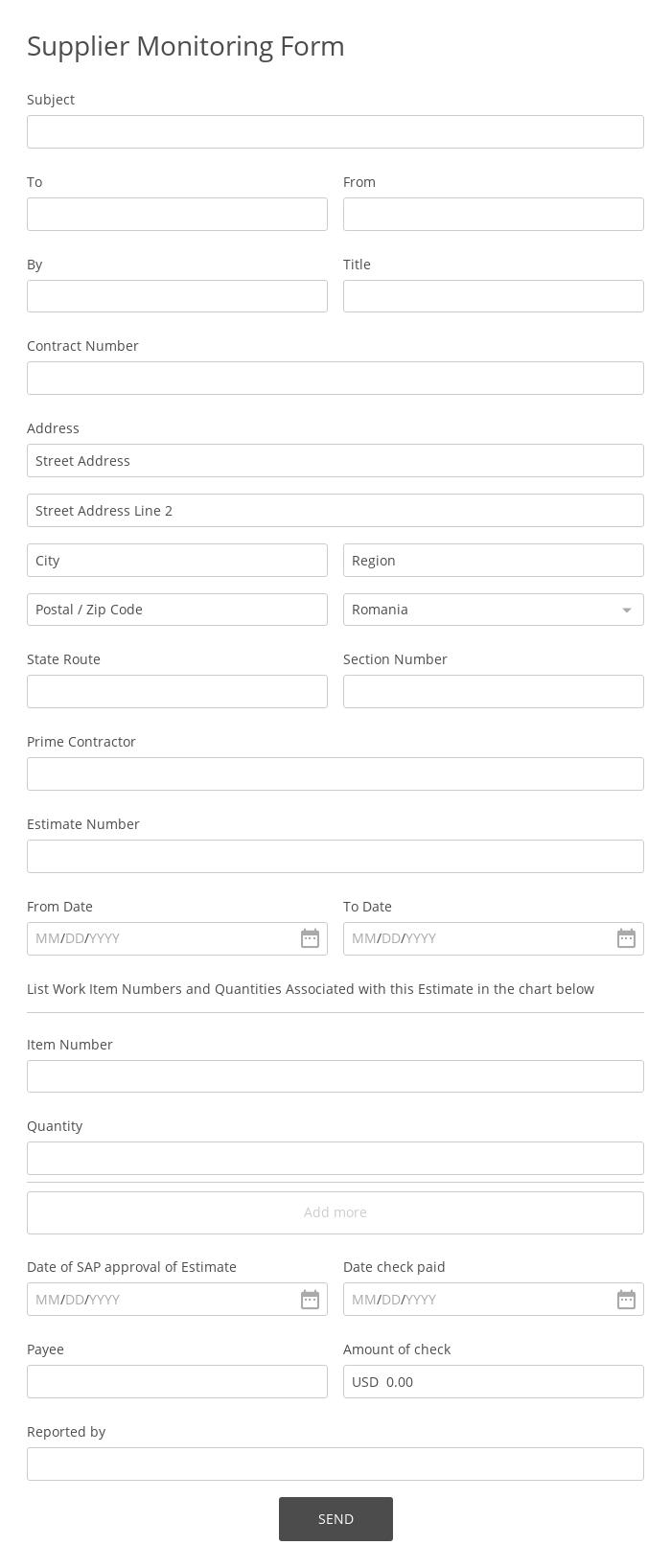 Supplier Monitoring Form