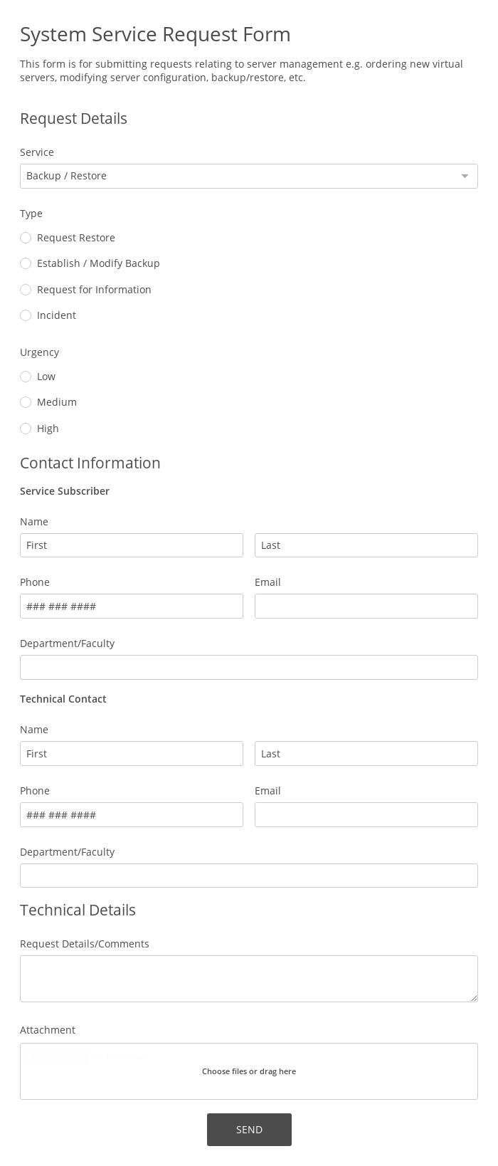 System Service Request Form
