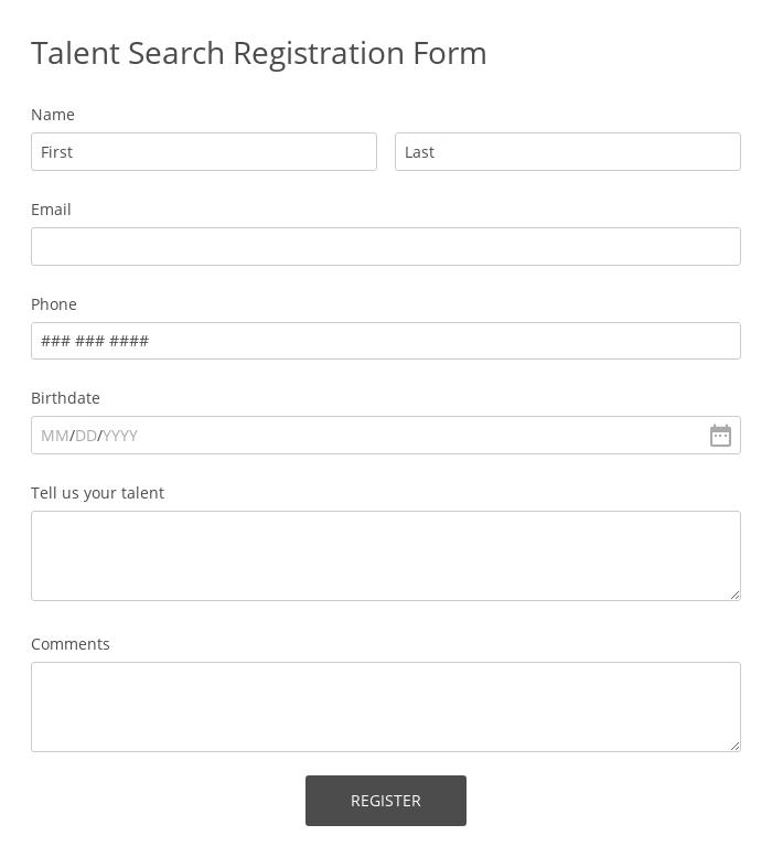 Talent Search Registration Form