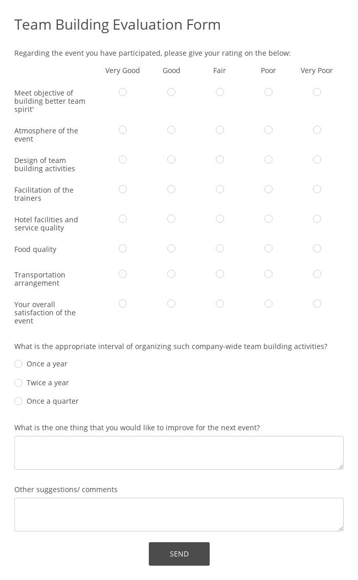 Team Building Evaluation Form
