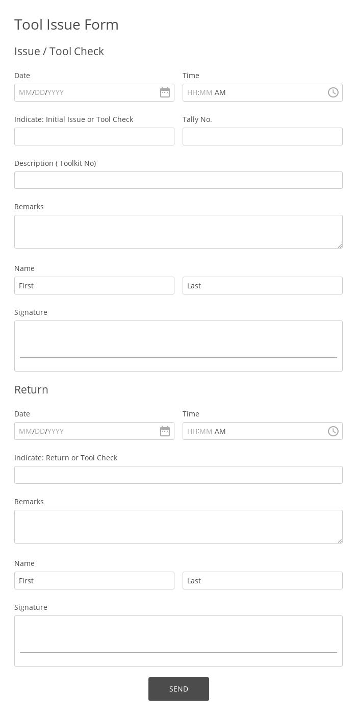 Tool Issue Form