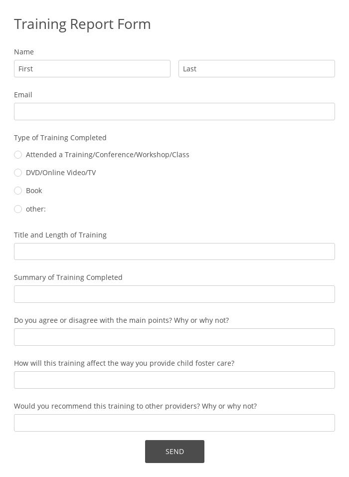 Training Report Form