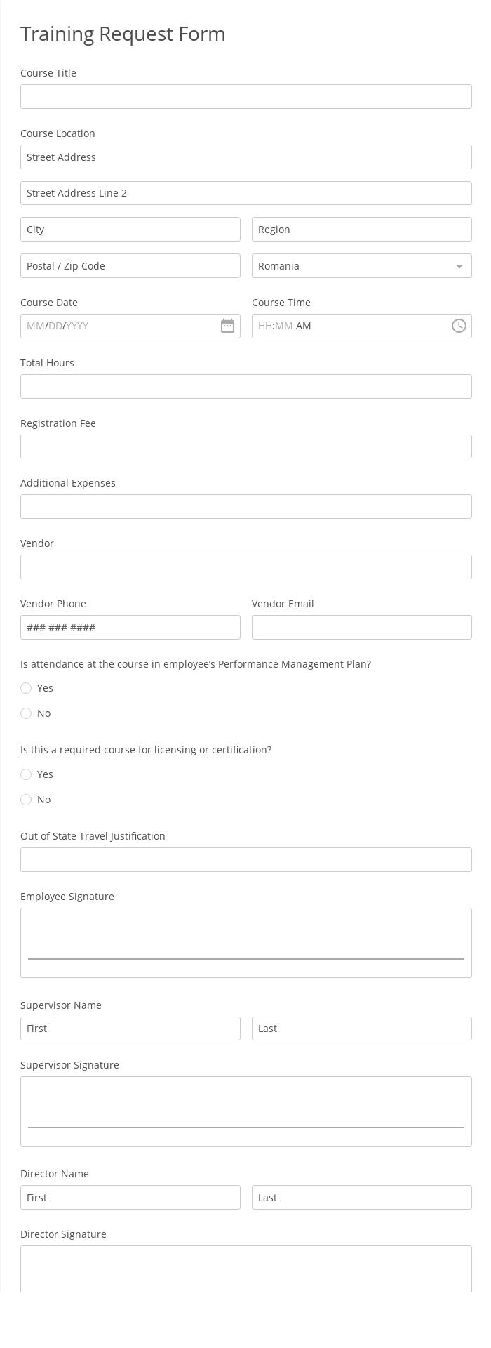Training Request Form