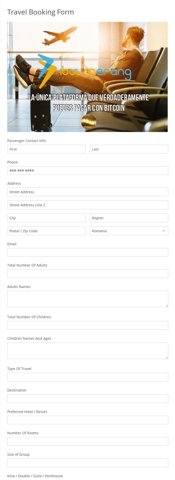 Travel Booking Form